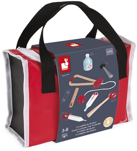 Janod - Sac de médecin jouet en bois avec accessoires - mallette docteur-2
