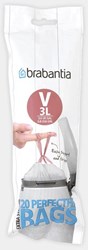 Brabantia Müllbeutel Abfallbeutel 3 Liter weiß - 20 Stück Zugband