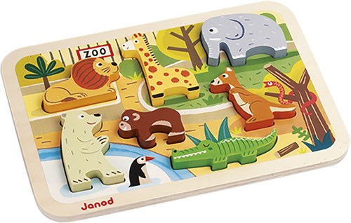 Janod puzzle en bois animaux du zoo - puzzle jouet chunky 7 pièces-3