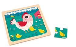 Janod puzzle en bois poule Henriette - jouet éducatif pour enfants