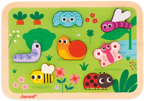 Janod Holzpuzzle - Gartentiere - Lernspielzeug ab 18 Monaten-2
