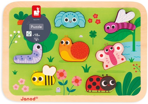 Janod Holzpuzzle - Gartentiere - Lernspielzeug ab 18 Monaten-3