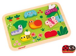 Janod puzzle en bois - animaux du jardin - jouet éducatif dès 18 mois