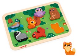 Janod puzzle en bois animaux de la forêt - chunky puzzle 7 pièces bois FSC