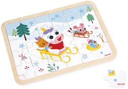 Janod puzzle en bois - animaux dans la montagne - hiver - 24 pièces