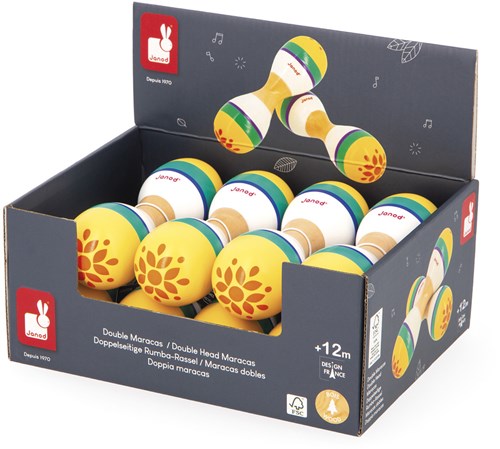 Janod Gioia - Maracas Doubles - Jouet Musical Bois Enfant