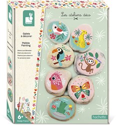 Janod J07922 Kieselsteine zum Dekorieren-Les Ateliers Déco-Set für kreative Freizeitbeschäftigungen für Kinder-Entwicklung von Feinmotorik und Konzentration-Ab 6 Jahren