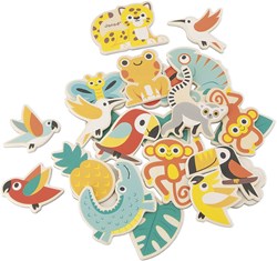 Janod Tropik - Set de Magnets - Aimants Jungle en Bois - 24 Pièces - FSC