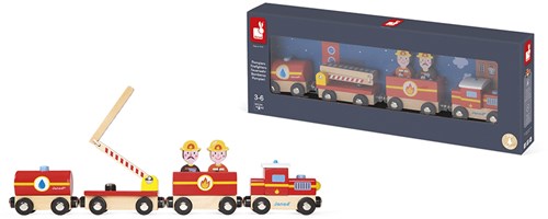 Janod Feuerwehr Spielzeugzug - Holzeisenbahn für Kinder-3