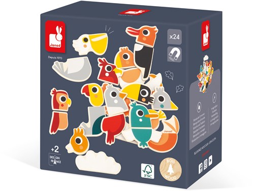 Janod - Set de magnets oiseaux jouet en bois 24 magnets éducatif-2
