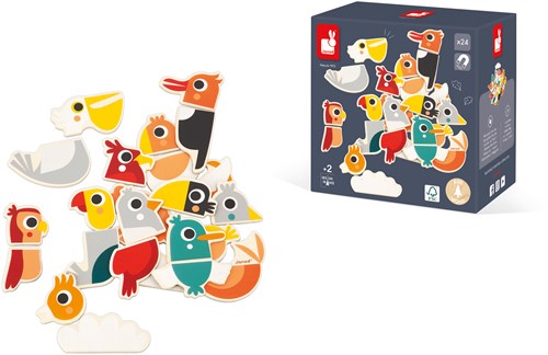 Janod - Set de magnets oiseaux jouet en bois 24 magnets éducatif-3