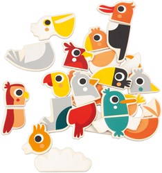 Janod - Set de magnets oiseaux jouet en bois 24 magnets éducatif