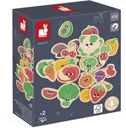 Janod jouet magnétique légumes et fruits - set de 24 aimants en bois
