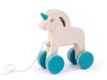 Bajo Holz Einhorn Spielzeug auf Rädern - buntes rollendes Spielzeug