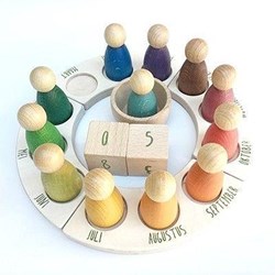 Grapat Holz Jahresring Kalender mit Figuren - Lernspielzeug für Kinder