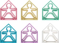 Dena ensemble de jouets en silicone - 6 enfants 6 maisons couleurs pastel