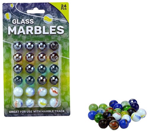 Johntoy Murmeln Spielzeug 24 Stück 16mm bunt Glas