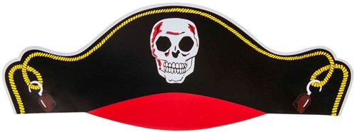 Duckiez Piratenhut Karton rot-schwarz mit Totenkopfprint Kostüm-2