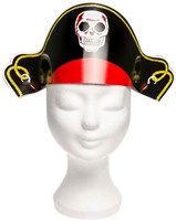 Duckiez Piratenhut Karton rot-schwarz mit Totenkopfprint Kostüm-3