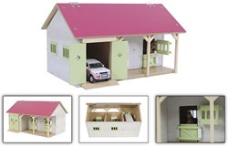 Pferdestall Spielzeug Kids Globe 1:32 mit 2 Boxen und Lagerraum rosa