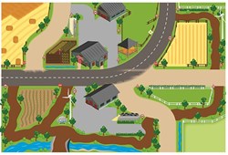 Spielteppich Bauernhof XXL 100x150cm - Bauernhof Spielmatte für Kinder