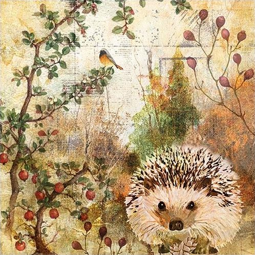 Ambiente Servietten Herbst Igel 25cm Papiertischdeko