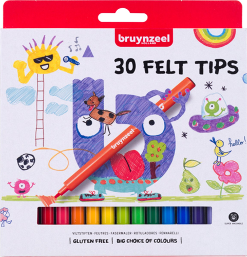 Bruynzeel Filzstifte-Set - 30 Farben Filzstifte im Etui