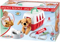 Ecoiffier Spielzeug Hund in Transportbox - Tierarzt Spielset Hund