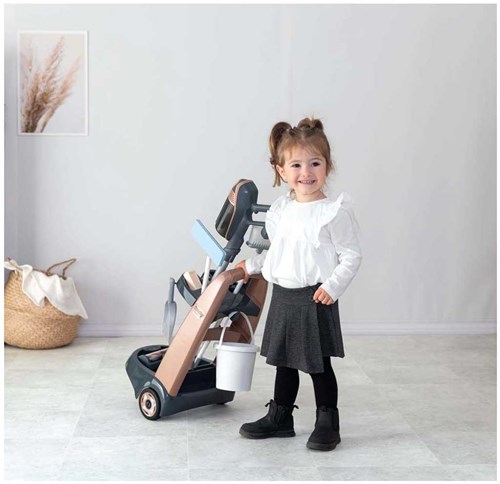 Smoby chariot de ménage jouet avec aspirateur à main et accessoires-2