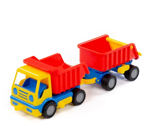 Camion benne jouet Cavallino Basics avec remorque et roues en caoutchouc