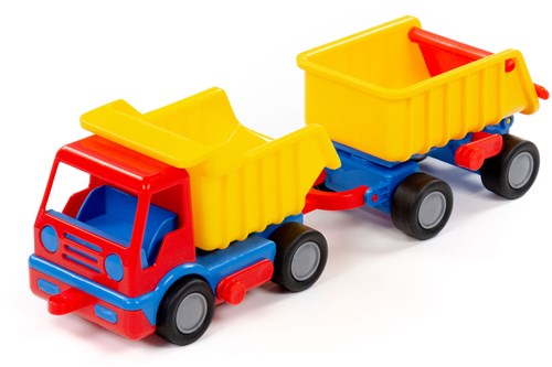 Camion benne jouet Cavallino Basics avec remorque et roues en caoutchouc-3