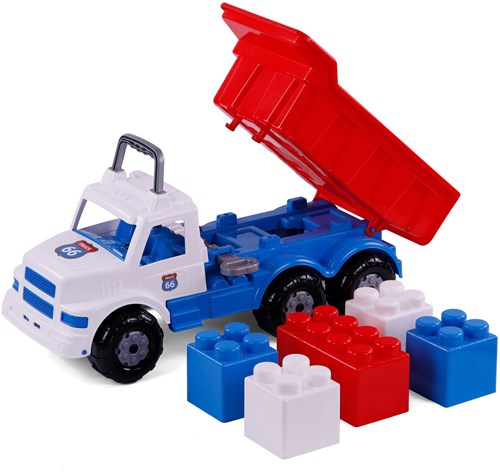 Camion benne jouet Cavallino Route 66 XL avec blocs de construction plastique-2