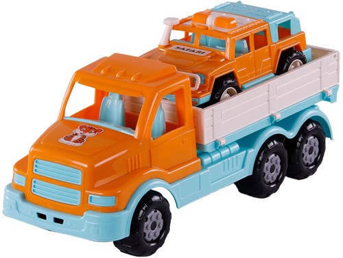 Camion jouet XL Torpedo avec jeep de survie orange 44,5cm véhicule