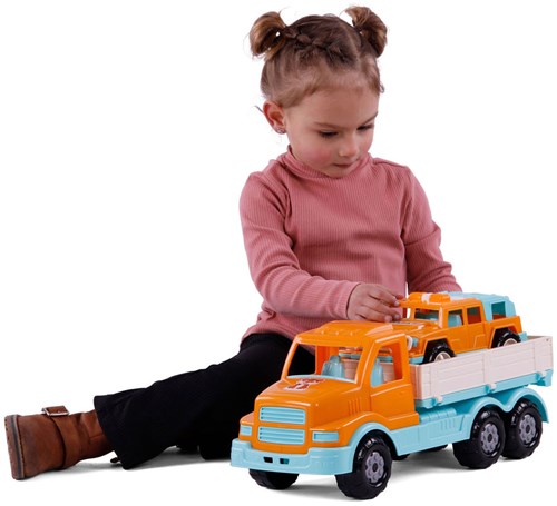 Camion jouet XL Torpedo avec jeep de survie orange 44,5cm véhicule-3