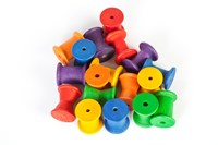 Grapat jouets bobines bois couleurs arc-en-ciel 18 pièces éducatif-2