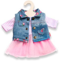 Heless 1550 - Bekleidungs-Set für Puppen, 2 teilig mit Tüllkleid und Jeansweste, Größe 28 - 35 cm