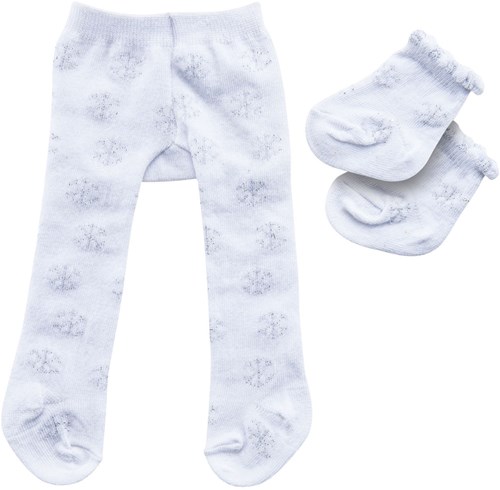 Heless Puppenstrumpfhose und Socken Eiskristall weiß-silber 28-35cm Babypuppe-2