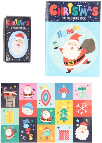 Set de coloriage de Noël avec livre, crayons de cire et planche de stickers-2