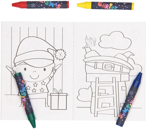 Set de coloriage de Noël avec livre, crayons de cire et planche de stickers-3