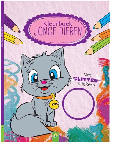 Kleurboek Jonge Dieren met Glitter Stickers