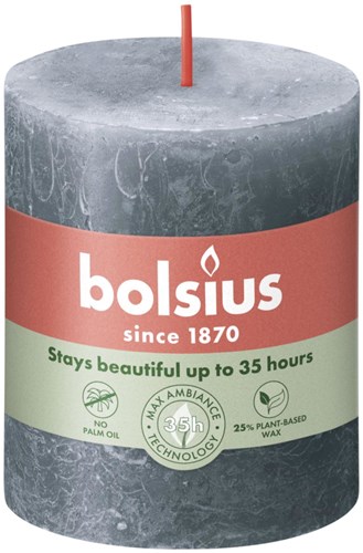 Bolsius bougie pilier rustique bleu ardoise 8x6,8 cm décoration bougie