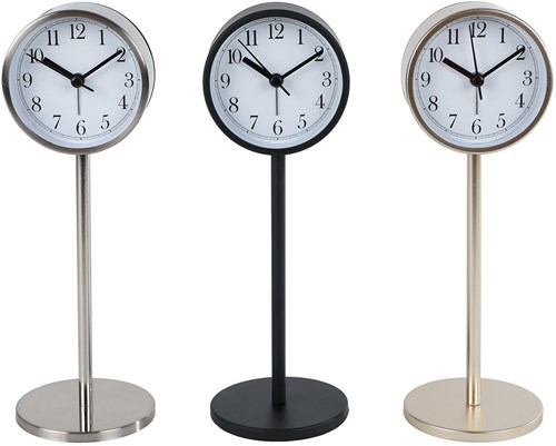 Horloge décorative métal réveil de table 8x8x23cm design fonctionnel