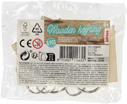 Lobbes Houten Sleutelhangers, 6st.