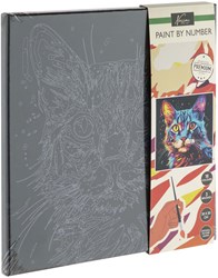 Creative Craft Group kit peinture par numéros chat toile noire 30x30cm