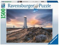 Ravensburger Magische Stimmung über dem Leuchtturm von Akranes, Island 