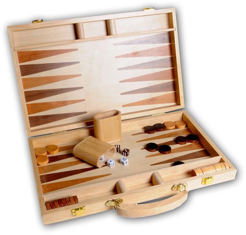 Backgammon Holzspiel Luxus eingelegt klassisches Brettspiel 38x24 cm