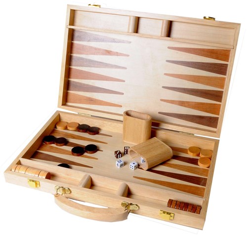 Backgammon Holzspiel Luxus eingelegt klassisches Brettspiel 38x24 cm-2