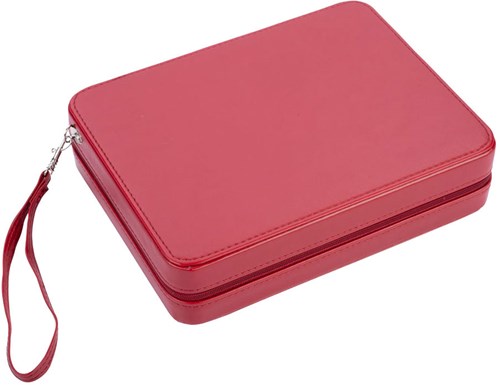 Longfield Games Backgammon Reisespiel 9 Zoll rot Zipper grau schwarz rot