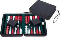 Longfield Games Backgammon Reisespiel 9 Zoll schwarz Zipper grün rot weiß-2