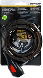 Dunlop Fahrrad Spiralschloss - Kabelschloss 150 cm - Schwarz - 2 Schlüssel